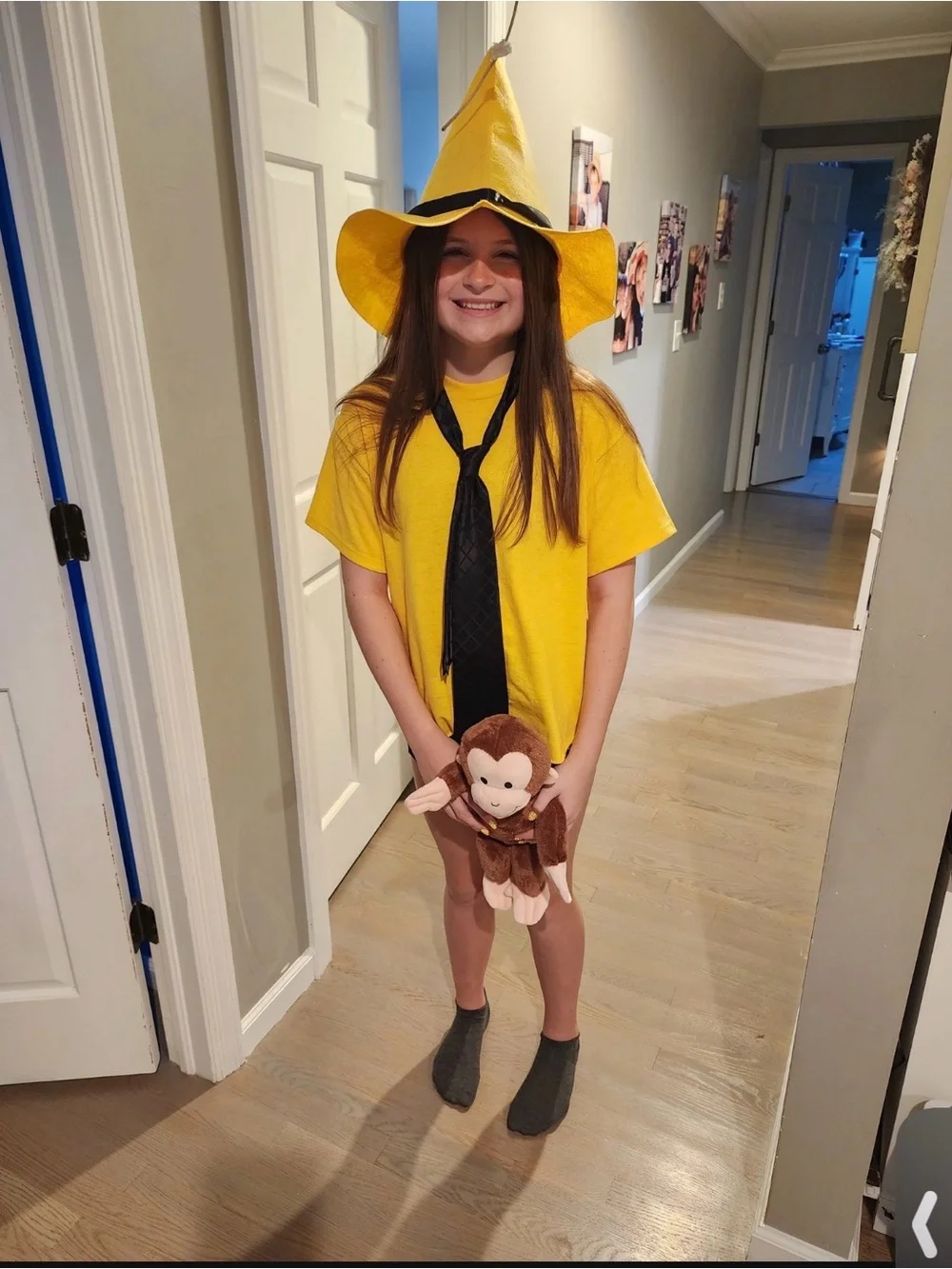 Yellow Kids Witch or Man in Yellow Hat and Polka Dot Tie Costume Set